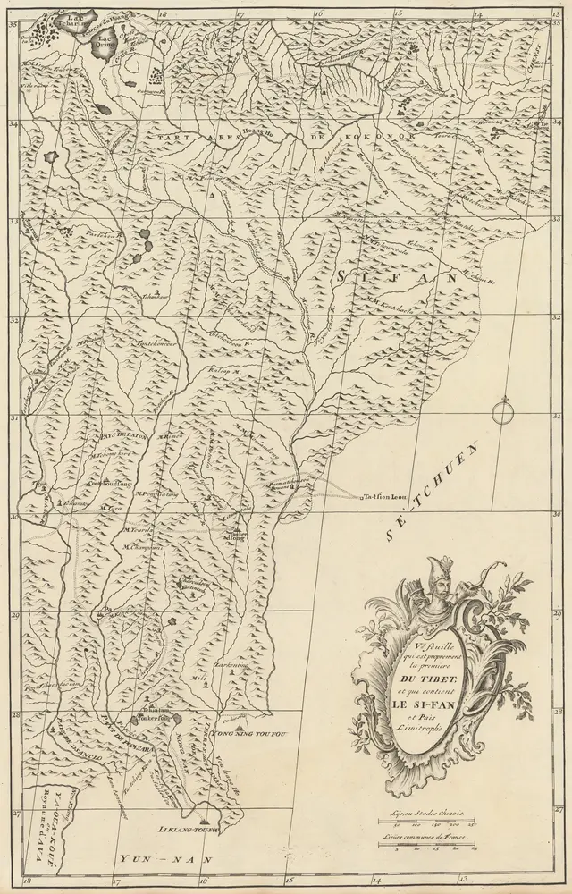 V.e feuille qui est proprement la premiere Du Tibet, et qui contient Le Si-Fan et Païs Limitrophe. [Karte], in: Nouvel Atlas De La Chine, de la Tartarie Chinoise Et Du Thibet, S. 101.