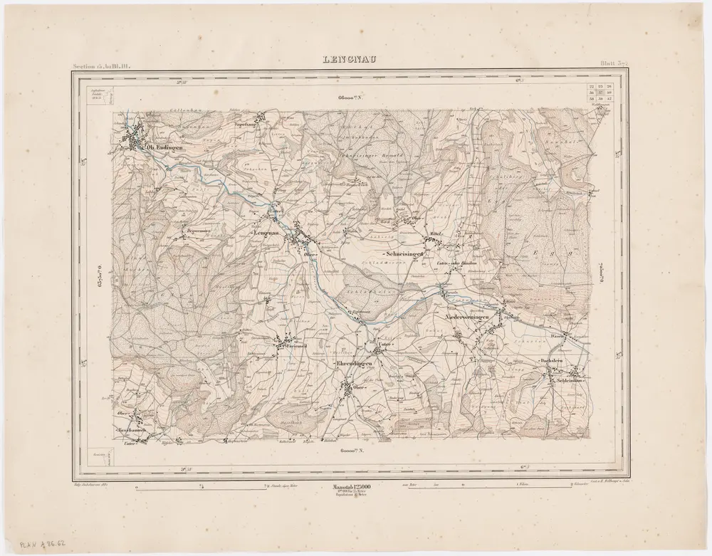 Topographischer Atlas der Schweiz (Siegfried-Karte): Den Kanton Zürich betreffende Blätter: Blatt 37: Lengnau