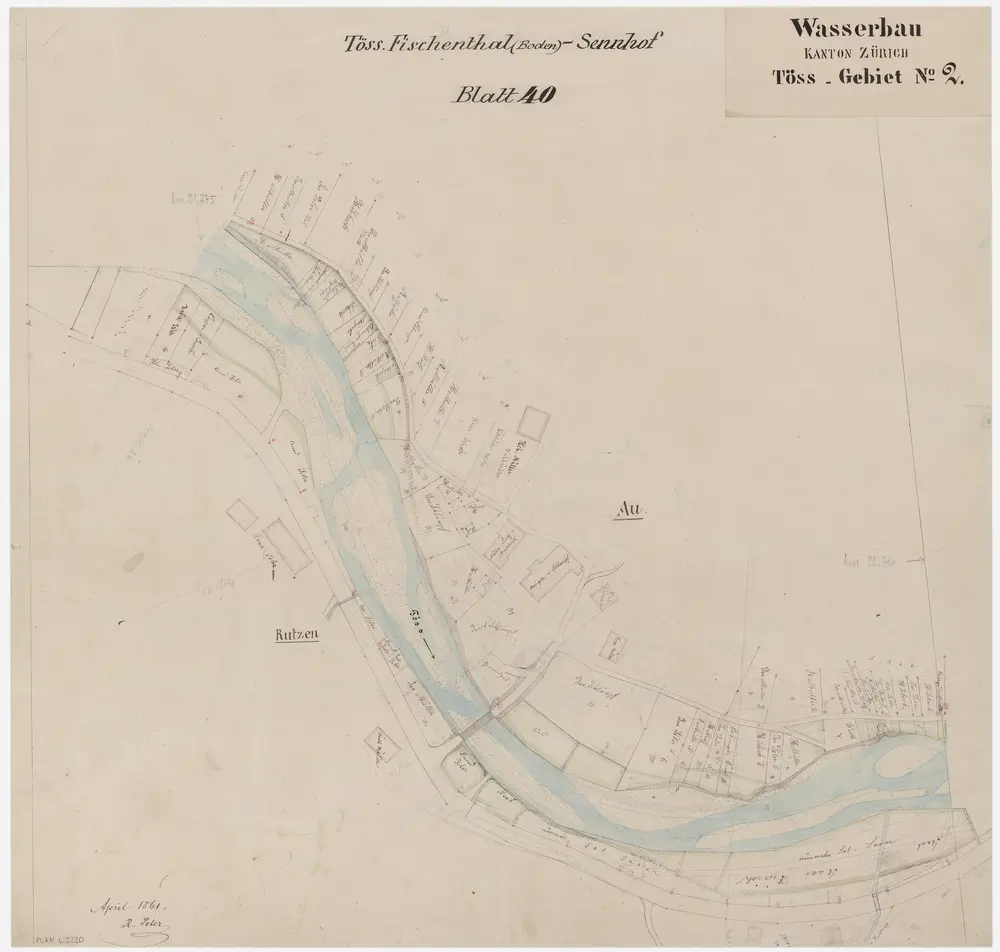 Zell: Töss von oberhalb Rutzen bis zur Einmündung des Bäntalbachs; Situationsplan (Töss-Gebiet Nr. 2, Blatt 40)