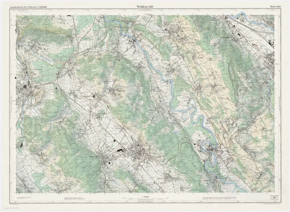 Landeskarte der Schweiz 1 : 25000: Den Kanton Zürich betreffende Blätter: Blatt 1090: Wohlen AG