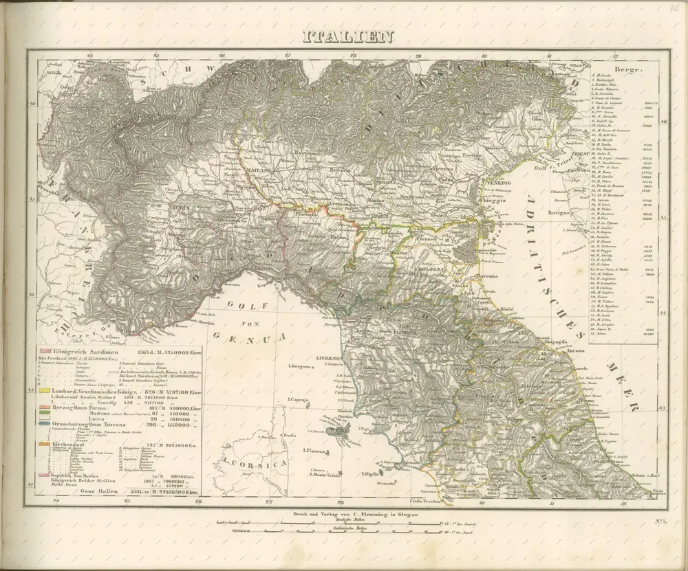 mapa z atlasu "Vollständiger Hand-Atlas der neueren Erdbeschreibung über alle Theile der Erde in 82 Blättern"