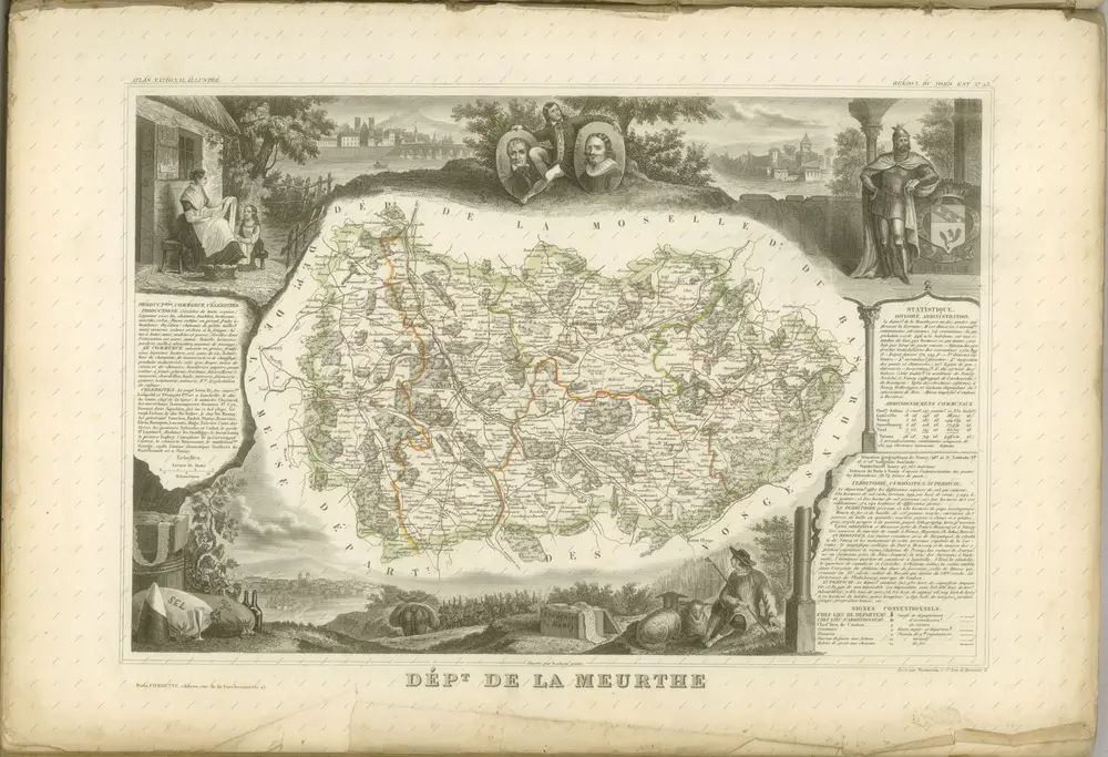 mapa z atlasu "Atlas National Illustré des 86 Départements et des Possessions de la France Divisé par Arrondissements, Cantons et Communes, avec le tracé de toutes les routes, chemins de fer et canaux"