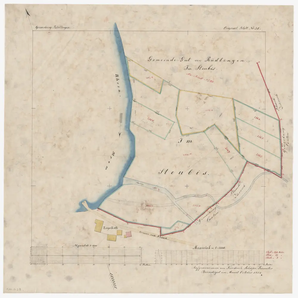 Rüdlingen SH: Im Steubis genannte Gemeinde- und Privatgüter; Grundriss: Originalblatt Nr. 31