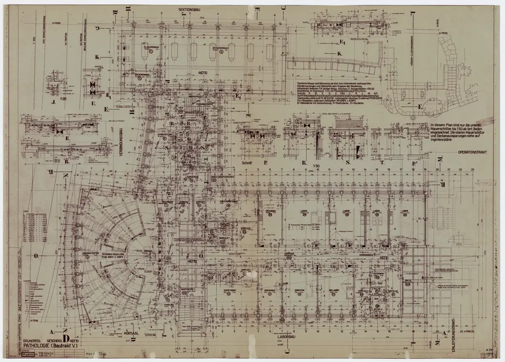 Zürich: Kantonsspital, Pathologietrakt V; Grundrisse: Geschoss D
