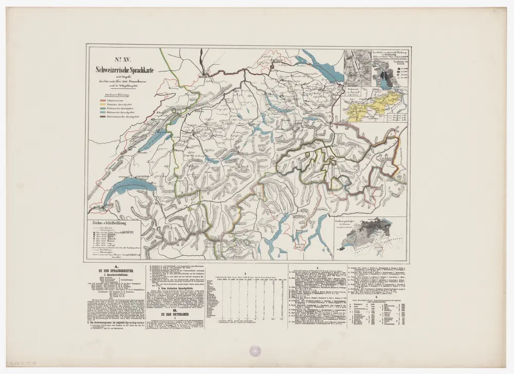 Geologische Spezialkarte des Grossherzogtums Baden, Blatt 144: Stühlingen: Karte XV: Schweizerische Sprachkarte nach der Volkszählung 1860