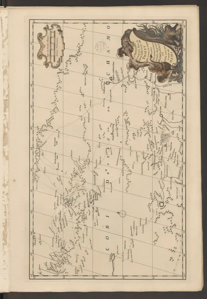 1e Feuille comprise dans la Carte Générale du Thibet qui contient en particulier l'extrêmité Occidentale du grand Desert de Sable et le Pays aux environs de Hami