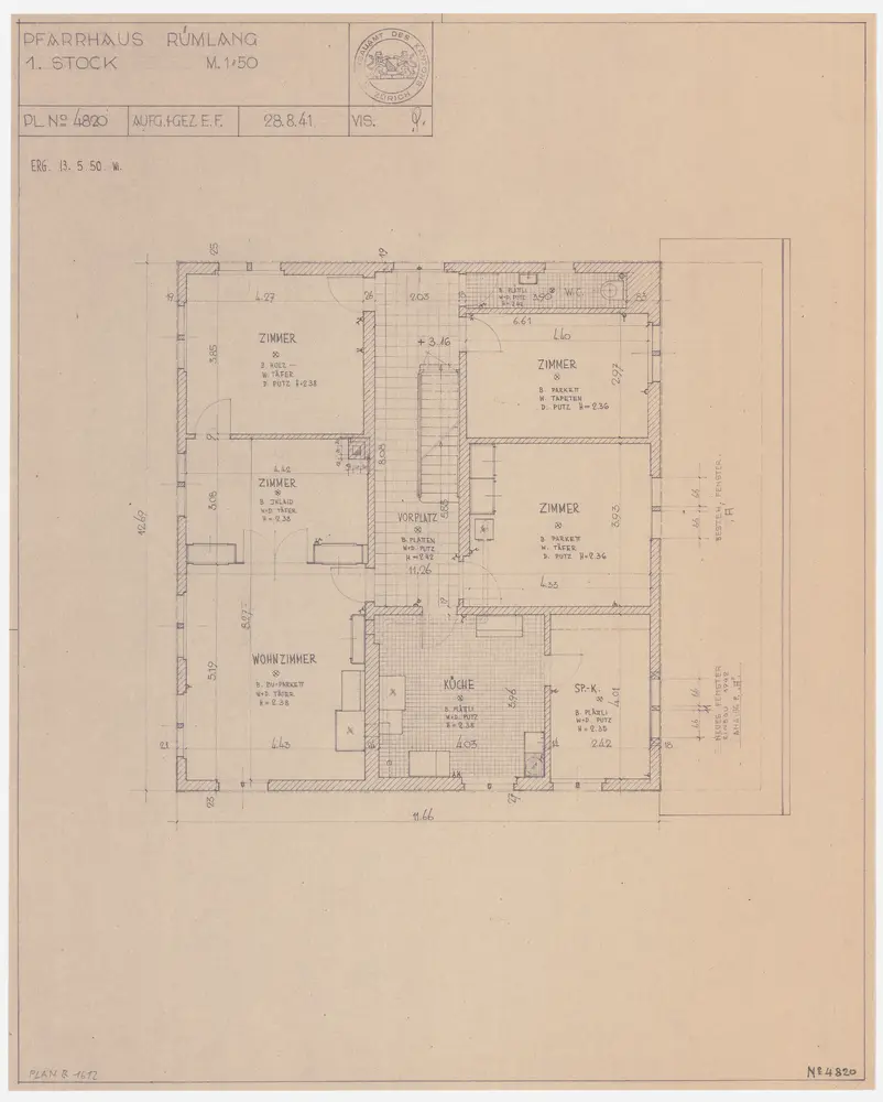 Rümlang: Pfarrhaus, 1. Stock; Grundriss