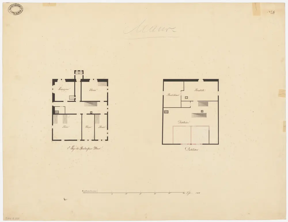 Maur: Pfarrhaus, 1. und Dachboden; Grundrisse (Nr. 6)