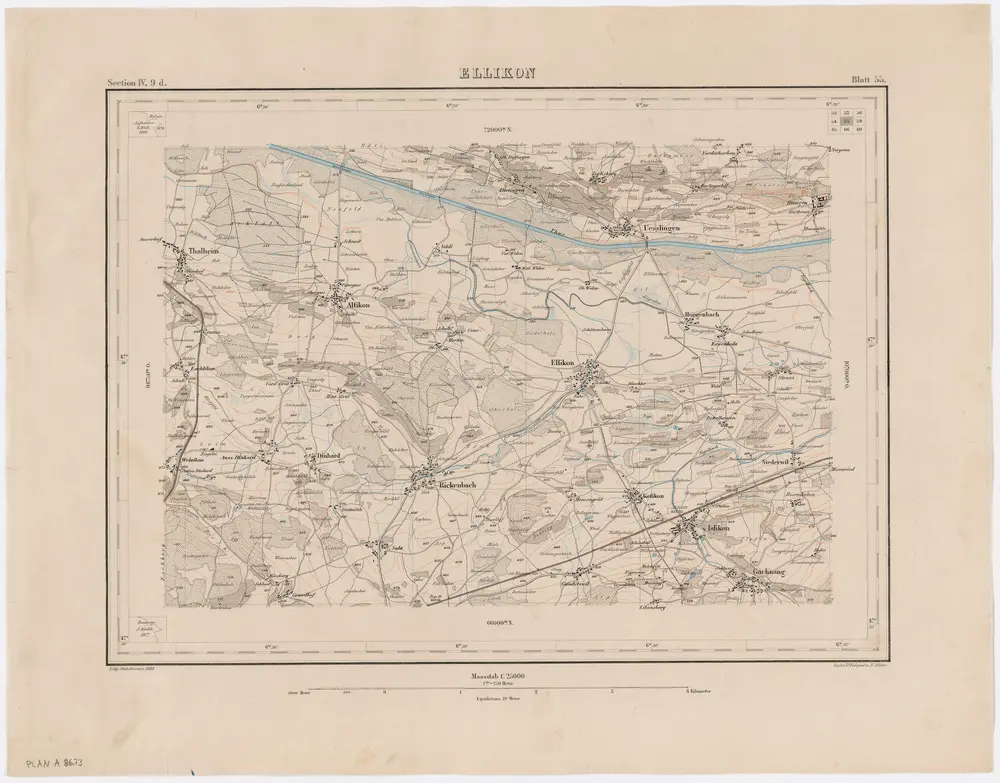 Topographischer Atlas der Schweiz (Siegfried-Karte): Den Kanton Zürich betreffende Blätter: Blatt 55: Ellikon