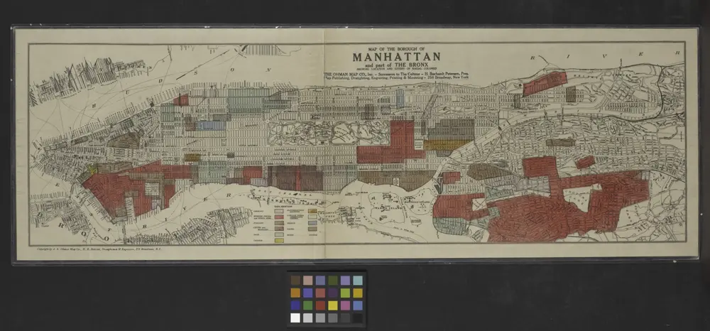 Map of the borough of Manhattan and part of the Bronx showing location and extent of racial colonies.