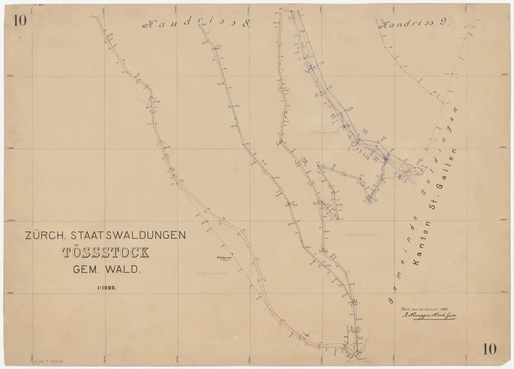 Wald, Fischenthal, Goldingen SG: Waldungen: Wald: Staatswaldung Tössstock; Grundriss 10