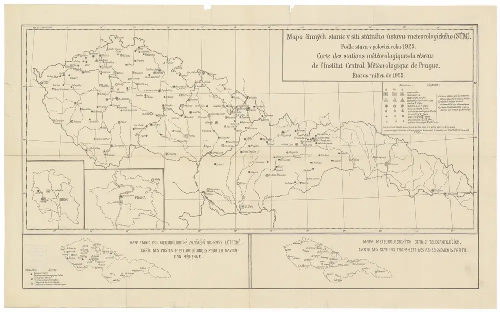 Mapa činných stanic v síti státního ústavu meteorologického (SÚM)