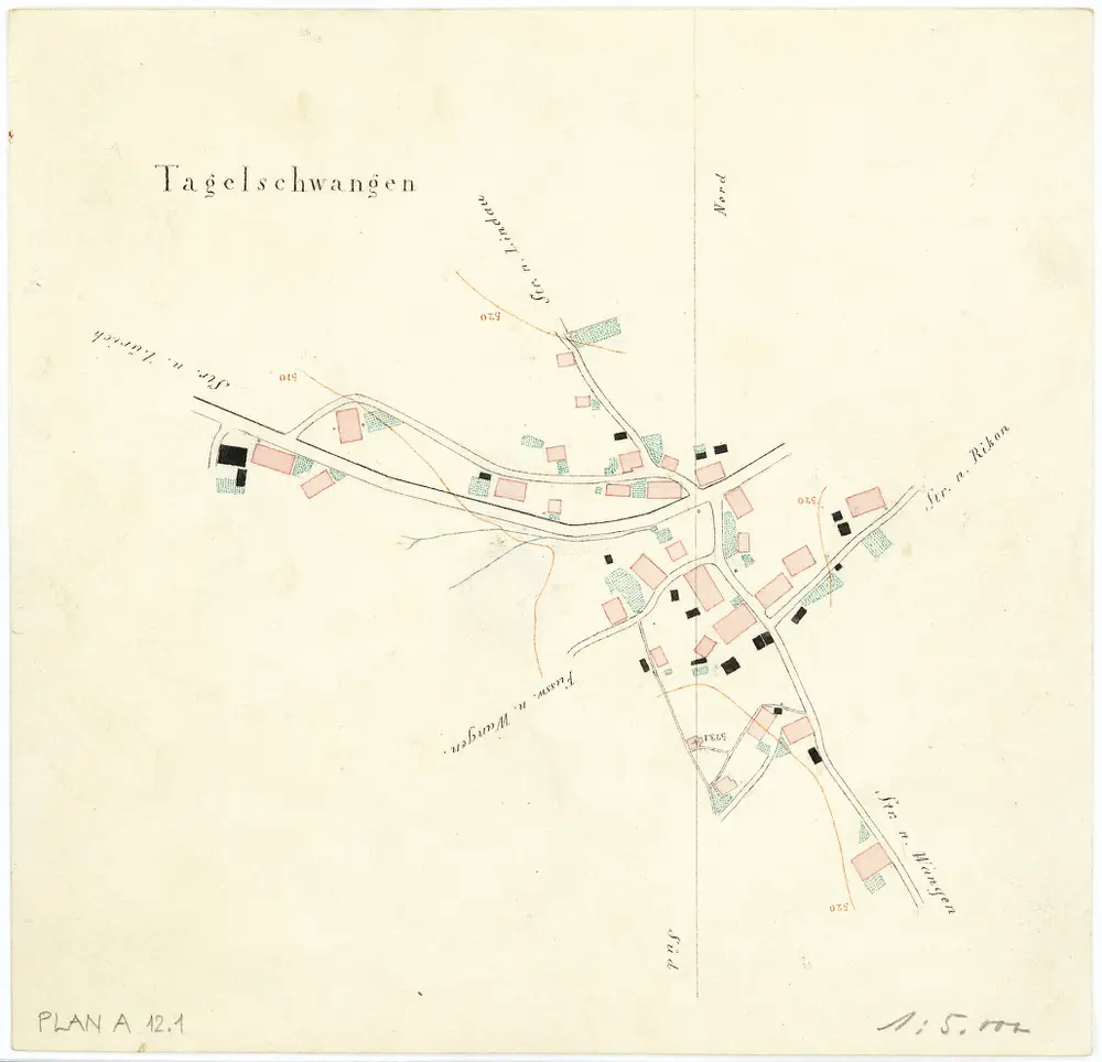 Vorlagen für die Topographische Karte des Kantons Zürich (Wild-Karte): Bezirk Pfäffikon: Ortsplan: Tagelswangen