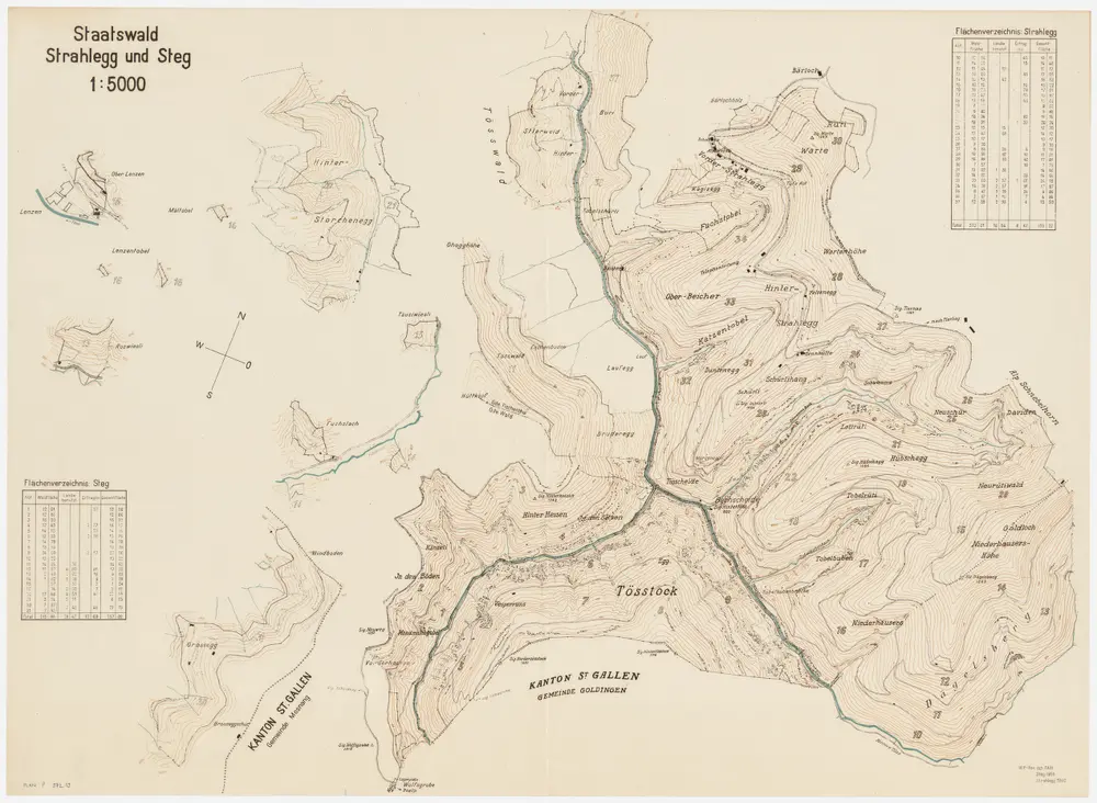 Fischenthal, Goldingen SG: Waldungen: Fischenthal: Staatswaldungen Stralegg (Strahlegg), Steg; Grundriss