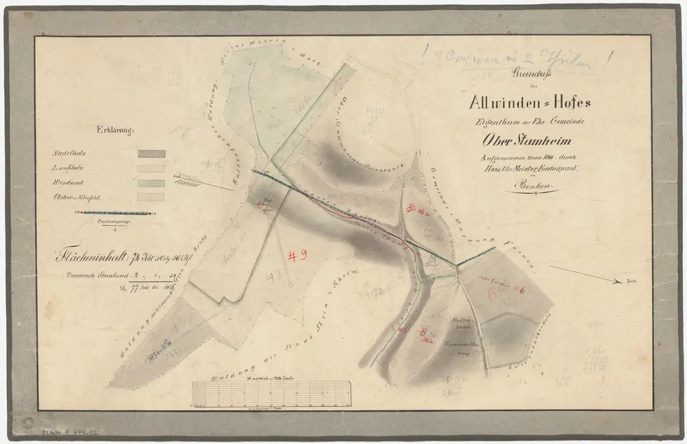 Oberstammheim: Gemeinde- und Genossenschaftswaldungen: Gemeindewaldung Alewinde (Allwinden) mit Alewinde-Hof; Grundriss