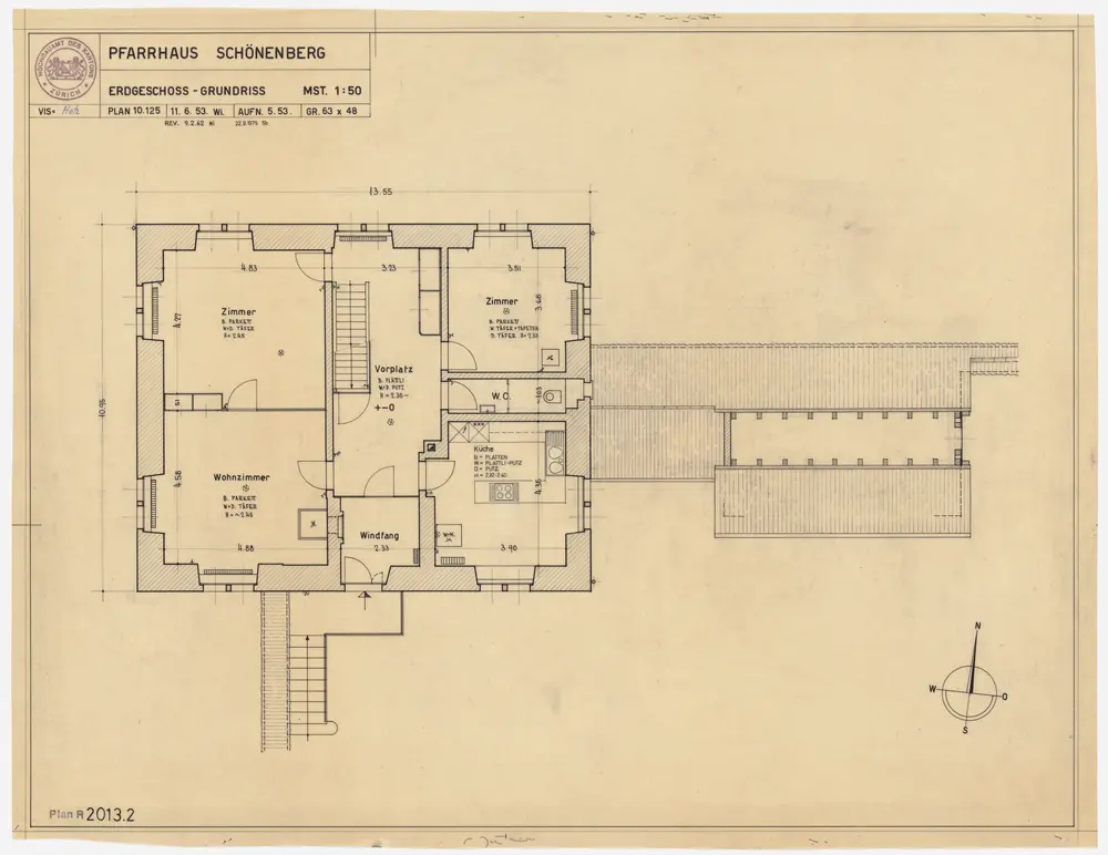 Schönenberg: Pfarrhaus: Erdgeschoss; Grundriss