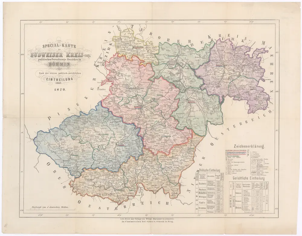 Special-Karte des Budweiser Kreis - resp. politischen Verwaltungs Bezirkes in Böhmen