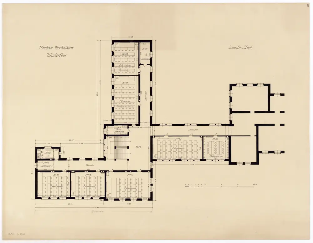 Winterthur: Technikum, Ostbau, 2. Stock; Grundriss (Nr. 5)