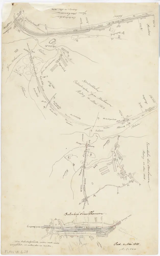 Vorlagen für die Topographische Karte des Kantons Zürich (Wild-Karte): Bezirk Andelfingen: Eisenbahnpläne: Neuhausen und Bahnhof Schaffhausen