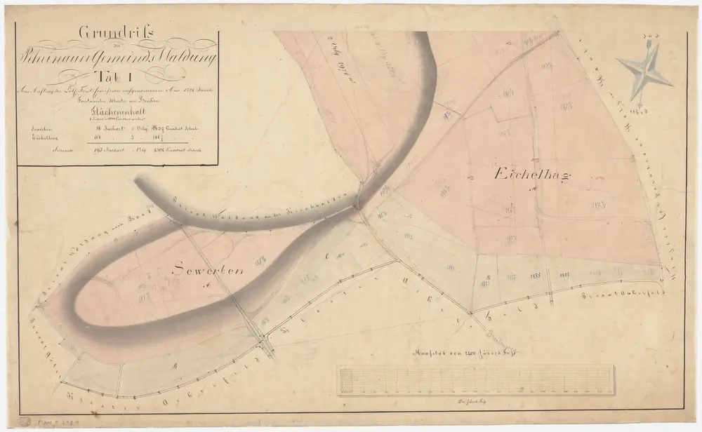 Rheinau: Gemeinde-, Kloster- und Genossenschaftswaldungen: Gemeindewaldungen Seewerben, Eichelhag; Grundriss (Tab. I)