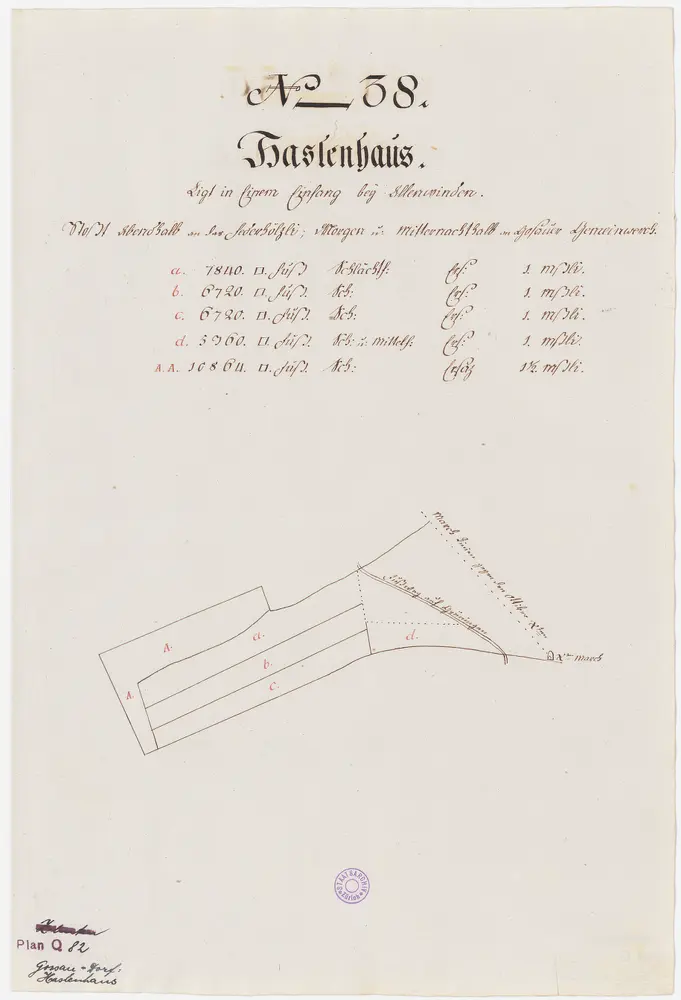 Nr. 38: Zehntengut Haslenhaus, bei Allenwinden gelegen; Grundriss