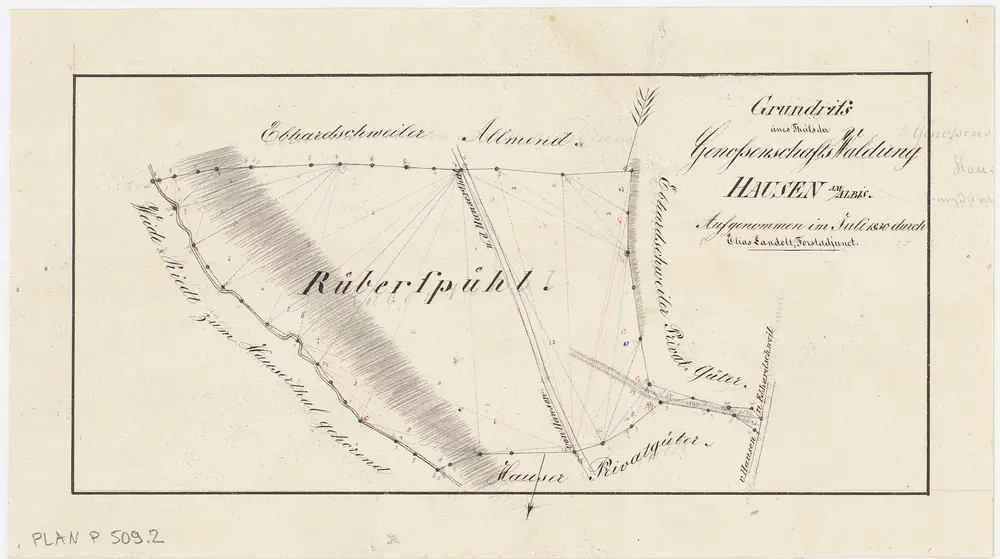 Hausen am Albis: Genossenschaftswaldungen Hausen, Heisch und Ebertswil: Genossenschaftswaldung Hausen mit Rüebigsbüel (Rüberspühl); Grundriss