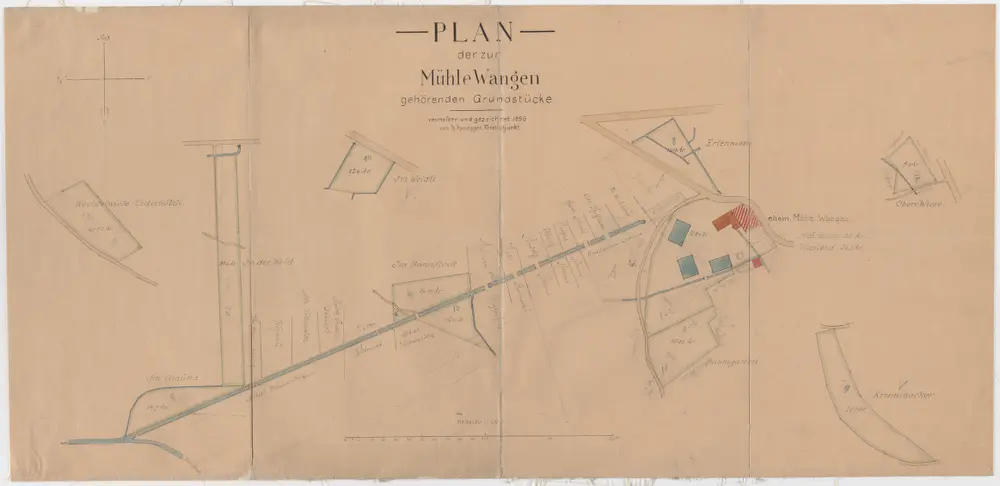 Wangen-Brüttisellen (damals Wangen): Zur Mühle gehörende Grundstücke; Grundriss