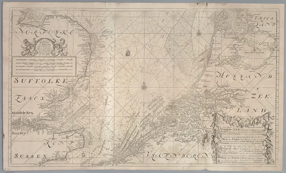 Nieuwe Paskaart Van Het Nord Zee Streckkende van Texel tot aande Hoofden.