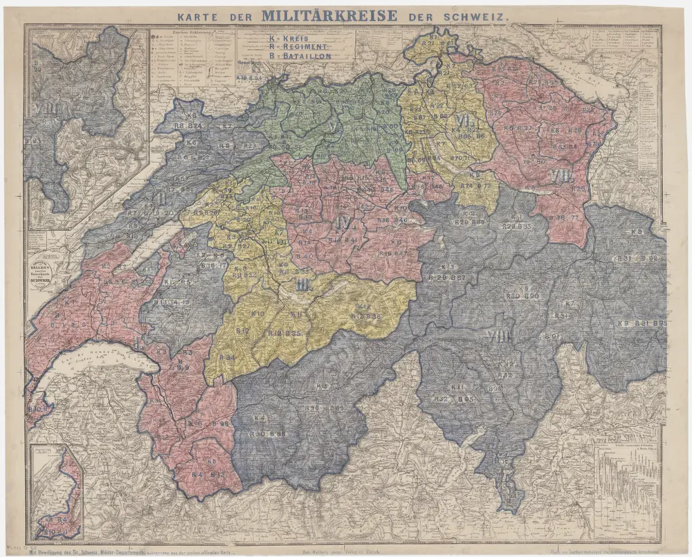 Karte der Militärkreise der Schweiz