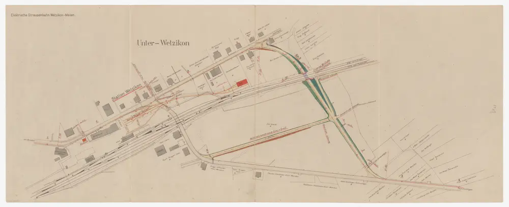 Wetzikon: Elektrische Strassenbahn Wetzikon-Meilen, Bahnüberführung; Situationsplan