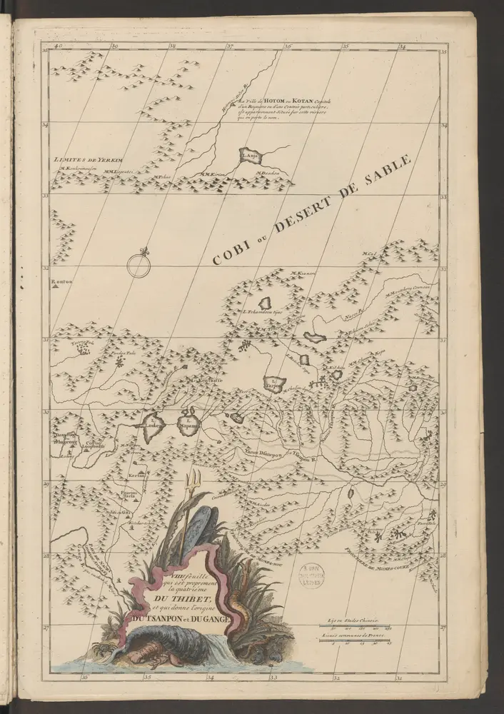 8e feuille qui est proprement la quatriéme du Thibet, et qui donne l'origine du Tsanpon et du Gange