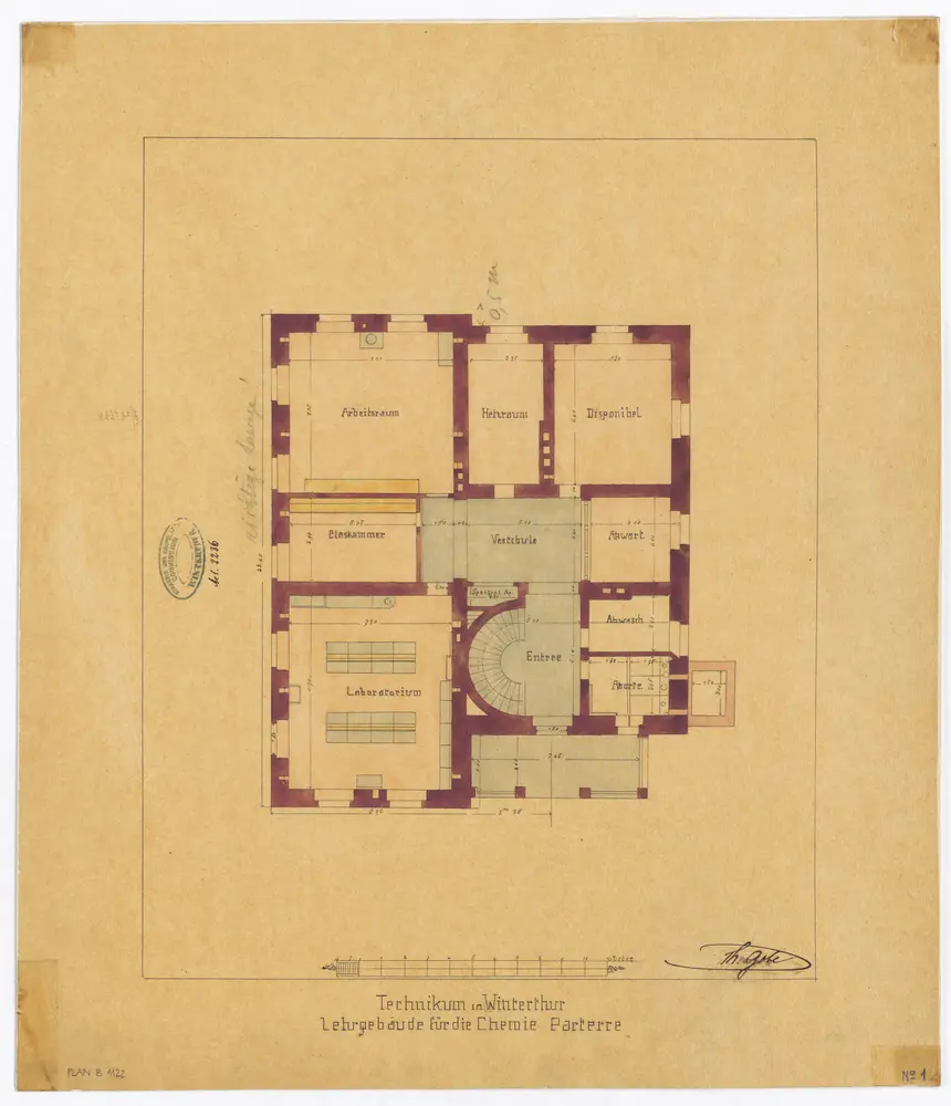 Winterthur: Technikum, Chemiegebäude, Parterre; Grundriss