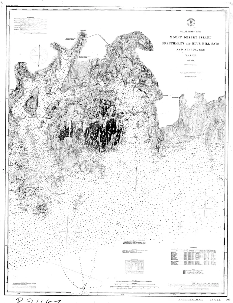 Navigation Chart For Mount Desert Island, Frenchman's and Blue Hill Bays