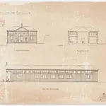 Universität Zürich, projektierte Archäologische Sammlung: Hauptansicht, Seitenansicht und Querschnitt