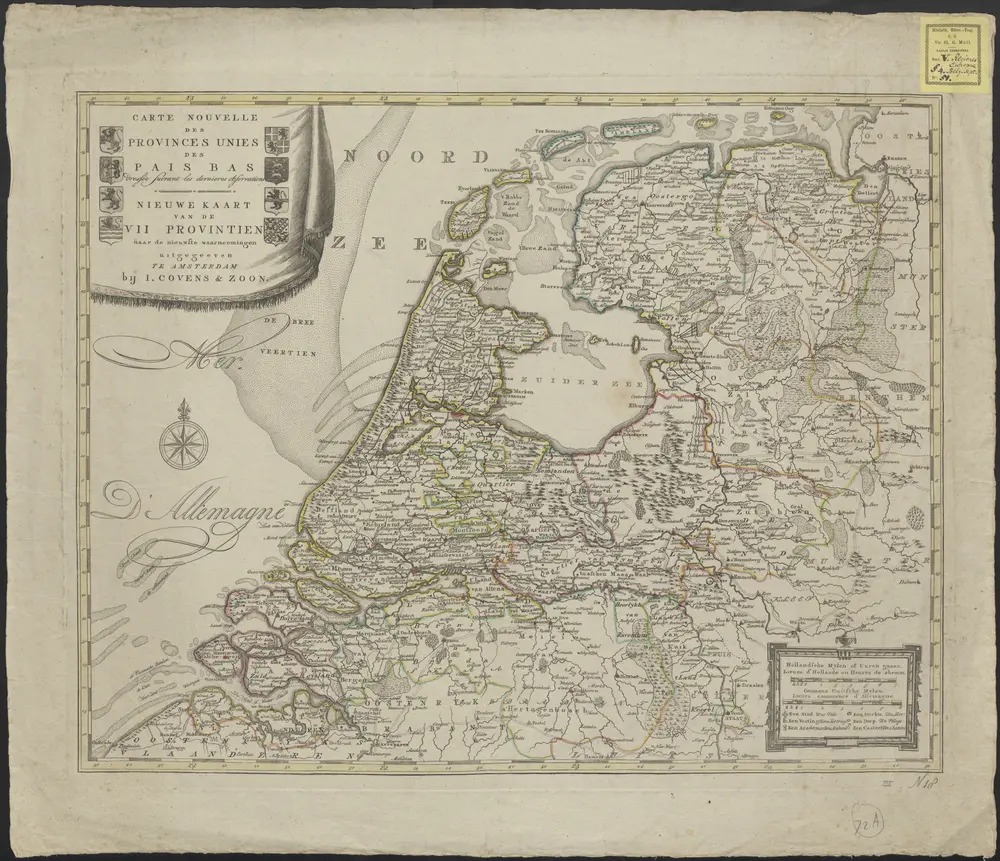 Carte nouvelle des Provinces Unies des Pais Bas dressée suivant les dernières observations = Nieuwe kaart van de VII Provintien naar de nieuwste waarneemingen.