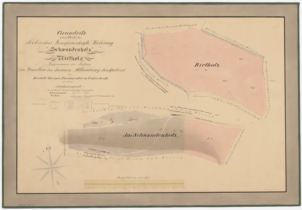 Seebach: Genossenschaftswaldungen Riedenholz (Rietholz) und Schwandenholz: Grundrisse