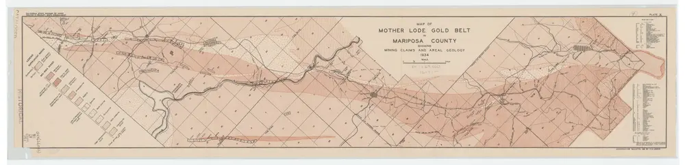 Map of Mother Lode Gold Belt in Mariposa County Showing Mining Claims and Areal Geology; Plate X