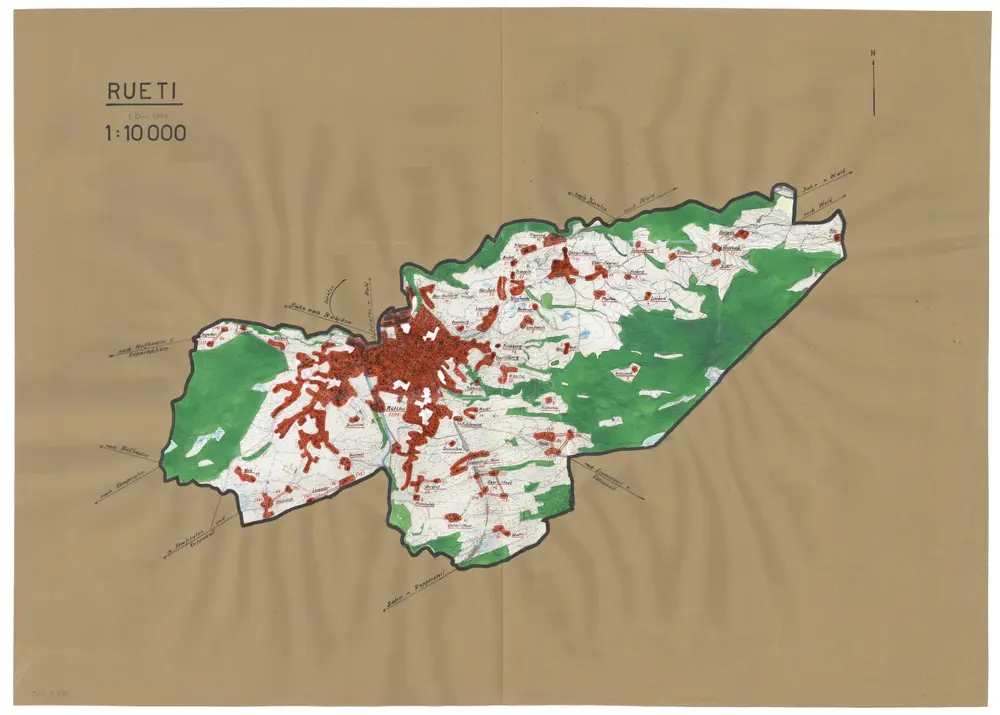Rüti: Definition der Siedlungen für die eidgenössische Volkszählung am 01.12.1950; Siedlungskarte