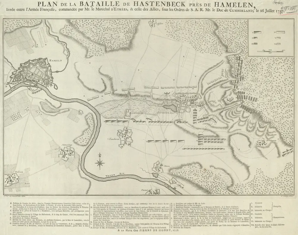 Plan de la Bataille de Hastenbeck près de Hamelen