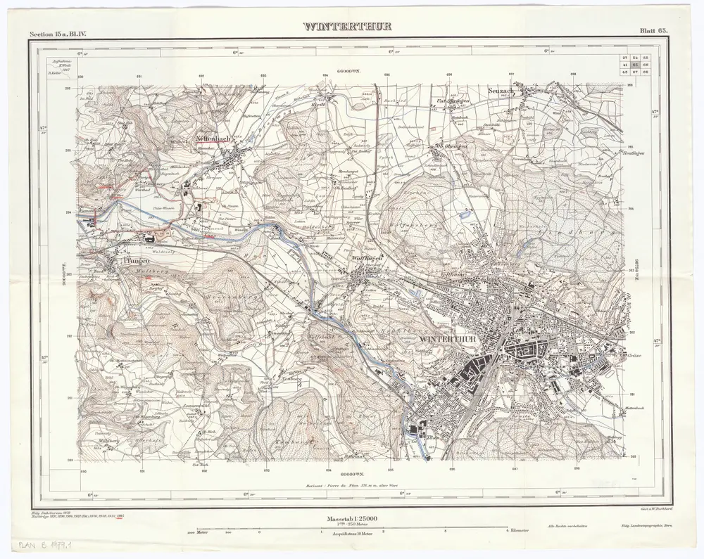 Topographischer Atlas der Schweiz (Siegfried-Karte): Blatt 65: Winterthur