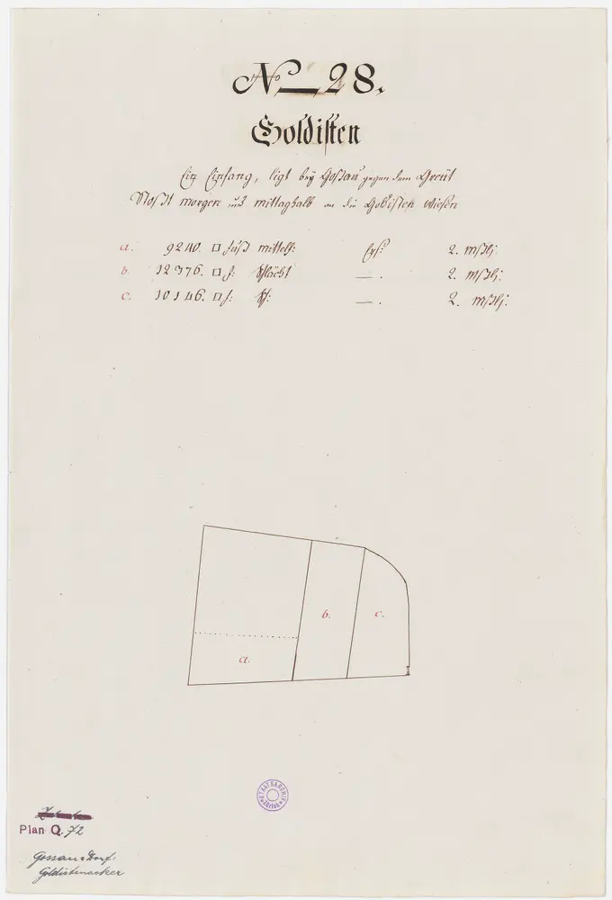 Nr. 28: Zehntengut Goldistenacker, zwischen Gossau und Grüt gelegen; Grundriss