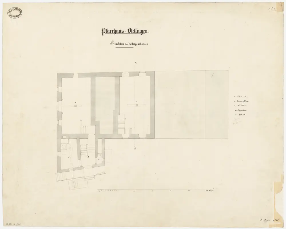 Otelfingen: Pfarrhaus, Keller; Grundriss (Nr. 3)