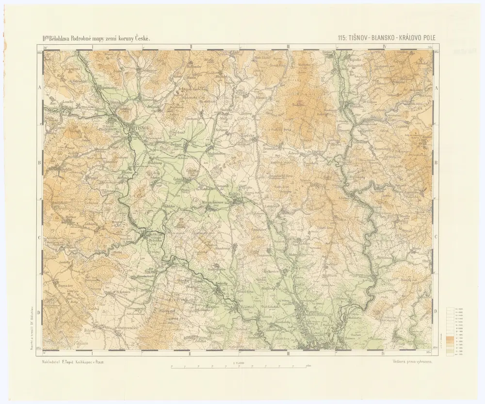 Podrobné mapy zemí Koruny české v měřítku 1:75.000 a mapa vzdáleností všech míst při silnici ležících