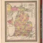 New Map of Michigan with its Canals, Roads & Distances