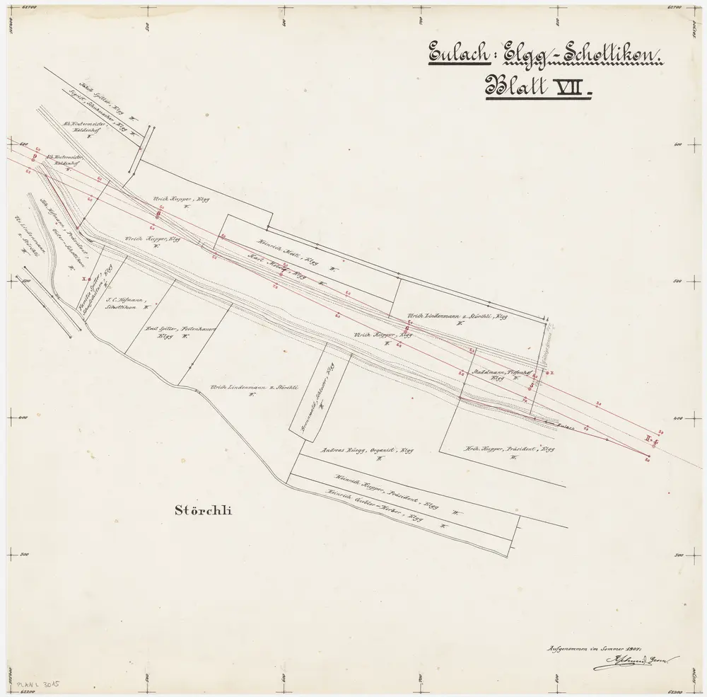 Elgg: Eulach beim Störchli (später Freihof); Situationsplan (Eulach: Elgg-Schottikon Blatt VII)