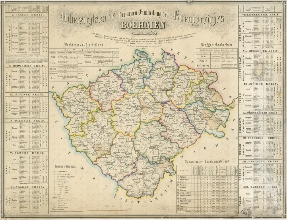 Uibersichtskarte der neuen Eintheilung des Koenigreiches Boehmen