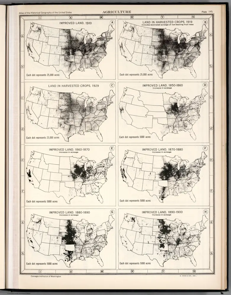 Plate 145.  Agriculture.  Improved Land, 1910 - 1900.