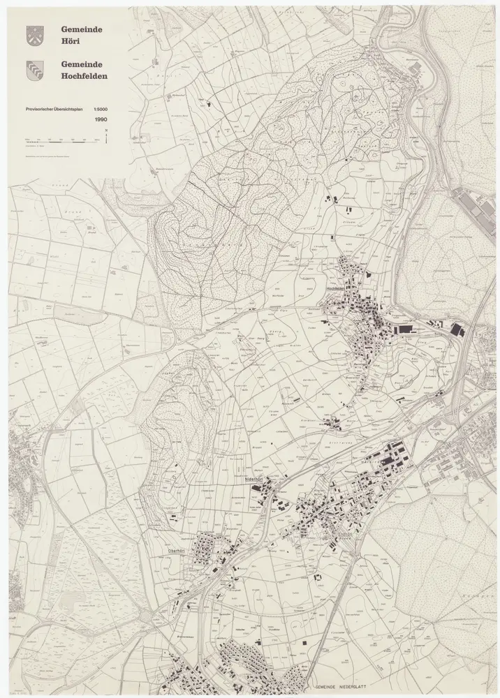 Höri, Hochfelden: Gemeinden; provisorischer Übersichtsplan (Schweizerische Grundbuchvermessung)