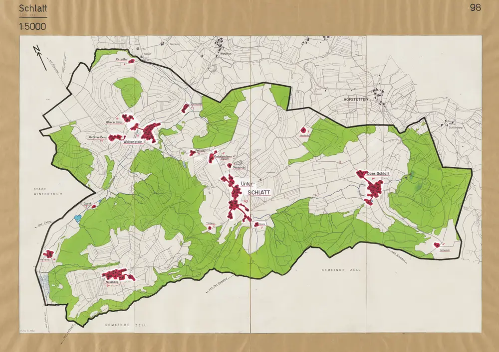 Schlatt: Definition der Siedlungen für die eidgenössische Volkszählung am 01.12.1960; Siedlungskarte Nr. 98