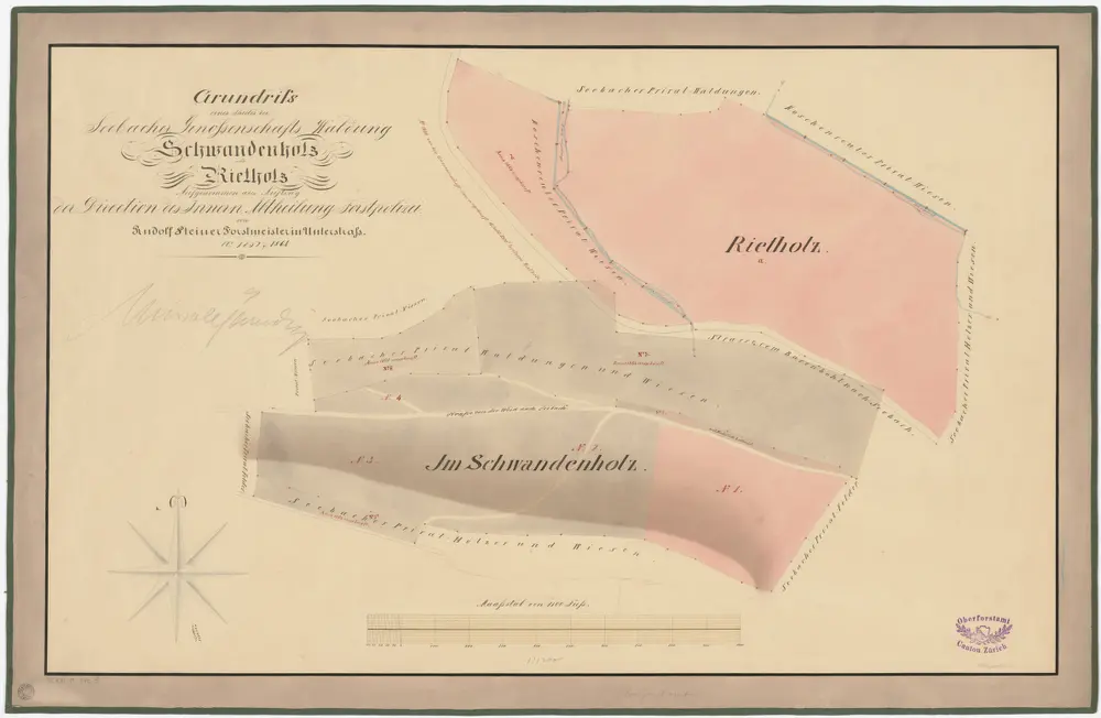 Seebach: Gemeinde- und Genossenschaftswaldungen: Genossenschaftswaldungen Schwandenholz und Rietholz; Grundriss